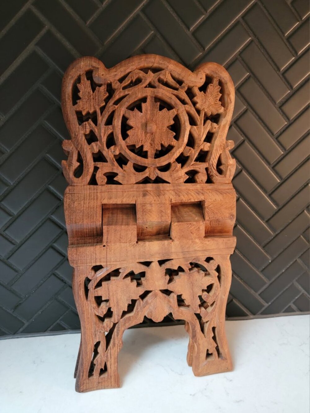 Vintage Sheesham Hand-Carved Book Holder/Rehal - Picture 5 of 6